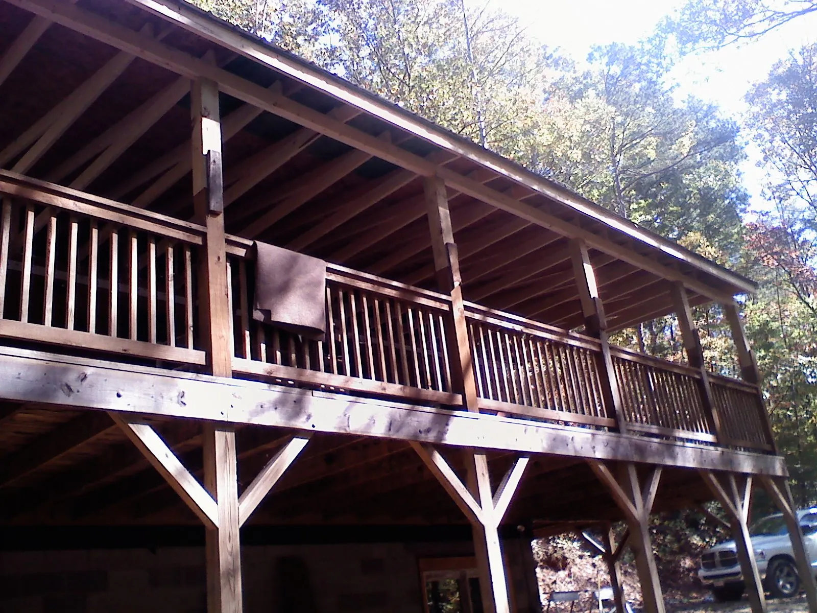 Timber framing under a new elevated porch and deck — Roof Leak Repair in Saint Meinrad by Roofing Brothers